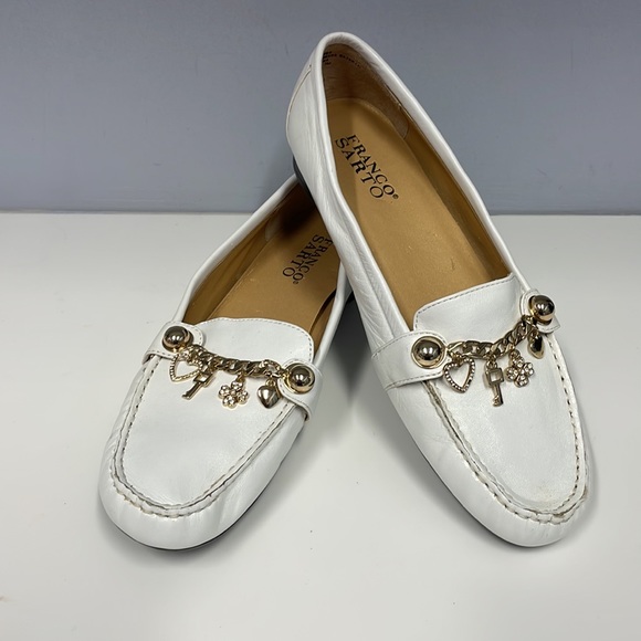 FRANCO SARTO.  Woman’s white Leather loafers. Size 7. Good condition - Picture 2 of 7